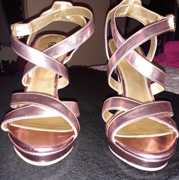 Rose Gold Strappy Heels - Picture 2 of 3